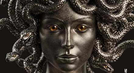 Mythological creature with snakes for hair, fantasy concept