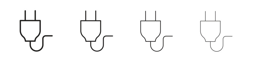 Obraz premium Electrical plug icons in black simple line elements.