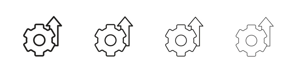 Efficiency icons in black simple line elements.