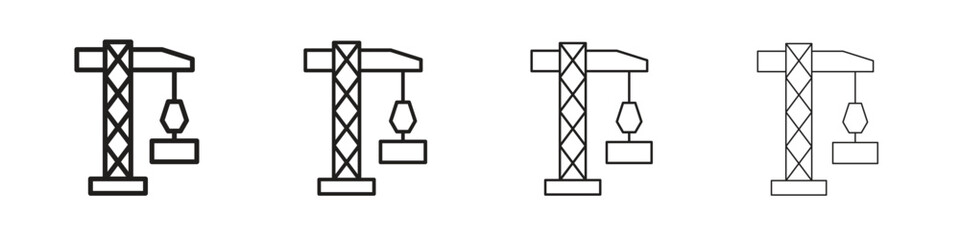 Crane icons in black simple line elements.