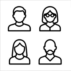 User Profile Icon Collection &mdash; Male and Female Avatar Outlines, set of icons of people