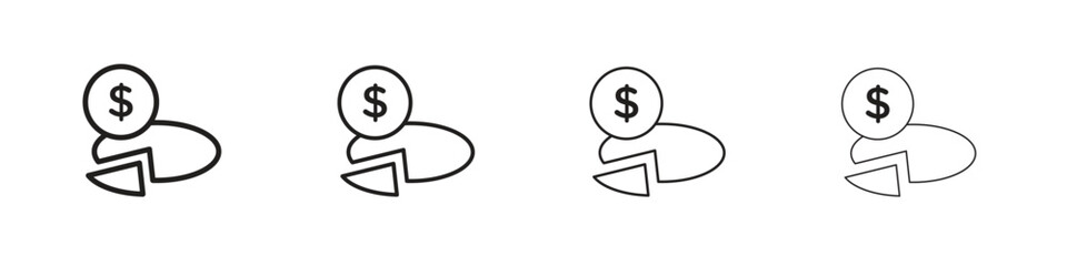 Budget planning icons in black simple line elements.