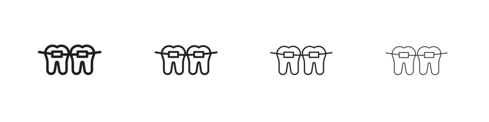 Braces icons in black simple line elements.