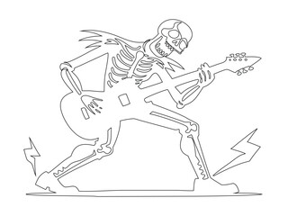 Rock and Roll Skeleton Playing Guitar
