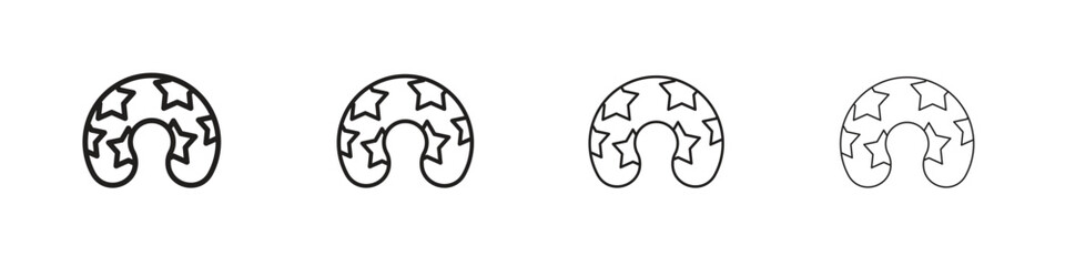 Baby orthopedic pillow icons in black simple line elements.
