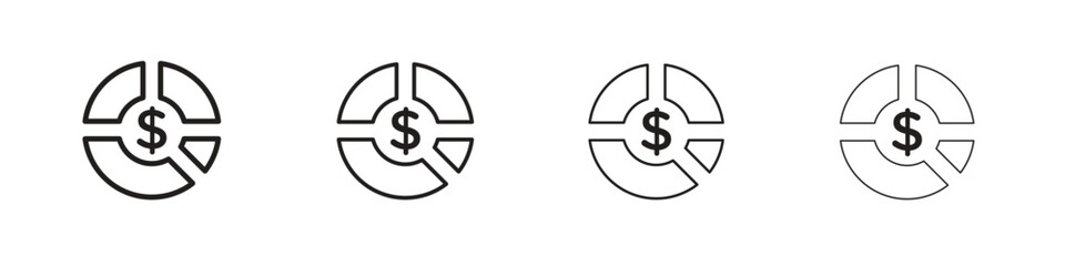 Asset allocation icons in black simple line elements.