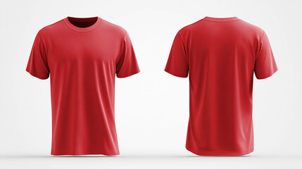 Professional soft mat maroon t-shirt mock-up template. 3D t-shirt mock-up created for mockup series and catalogs. Front with visible details and aligned back