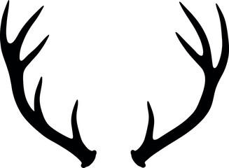 Rustic deer antlers silhouette vector graphic