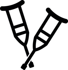 Hand drawn crutches icon medical aid symbol