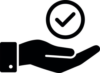 Hand holding approved checkmark icon © Taslima