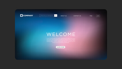 Modern website homepage design with welcome message and call to action button for online business