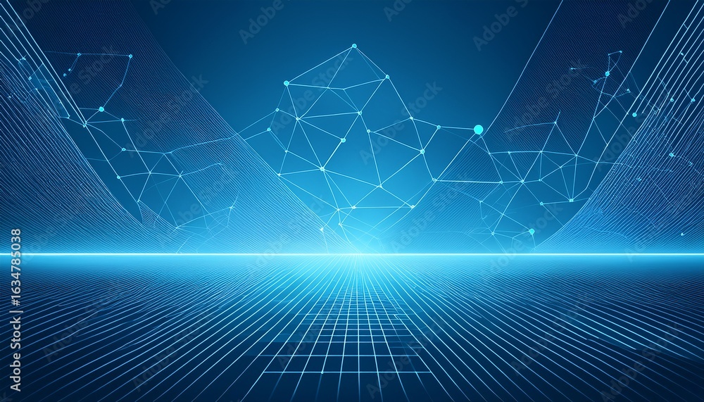 Poster blue geometric shape abstract technology background futuristic blue network abstract background for 