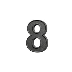 Isolated textured gray number eight on a plain transparent background