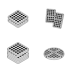 Isometric Waffle Variations Stacked and Grouped Delicious Breakfast Treat Concept