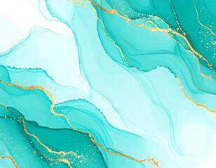 Abstract teal and gold marbled background (1)