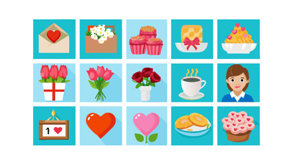 Collection of valentine s day and celebration icons