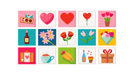 Collection of valentine s day themed illustrations