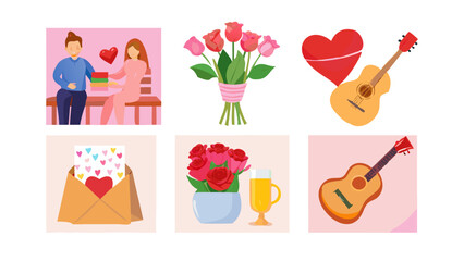 Romantic gifts and symbols of love and celebration