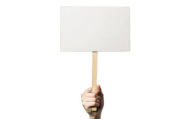 Hand holding wooden stick or blan on transparent background, png