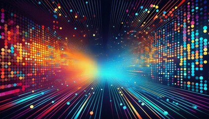 abstract digital technology background with bright colorful dots