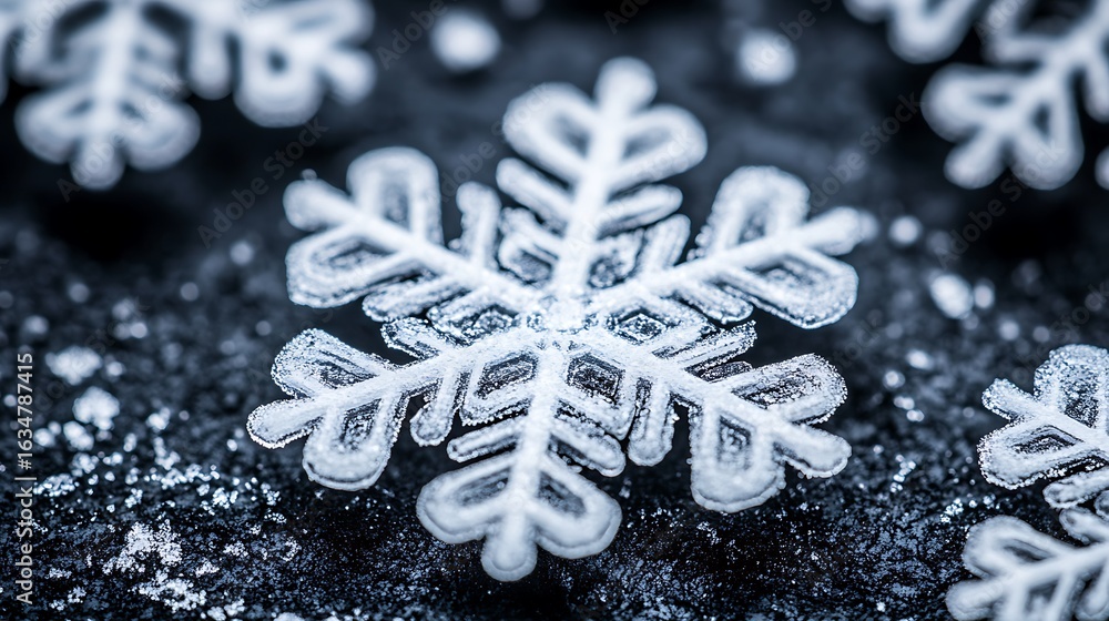 Poster close-up view of intricate snowflake designs.