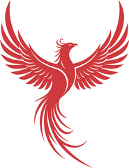 Fiery red phoenix rising mythical bird of rebirth