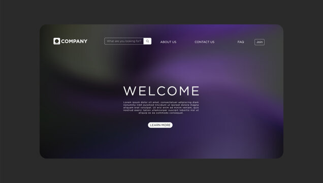 Modern company website template design with sleek purple gradient background ready for your business - Powered by Adobe