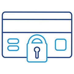 ATM card icon that contain financial assets that need to be protected have a padlock symbol for security, protection and locking.