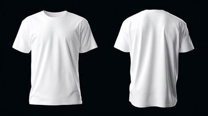Sound white t-shirt mock-up template for a reliable and solid foundation. A dependable 3d t-shirt mock-up for trustworthy branding. Solid front and back view 3d t shirt template