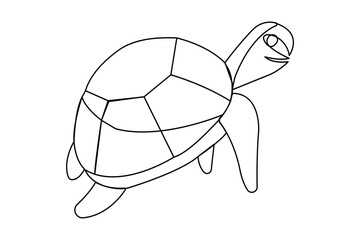 Turtle icon continuous one line drawing minimalist style outline illustration