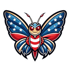 Obraz premium Patriotic butterfly with american flag wings and stripes