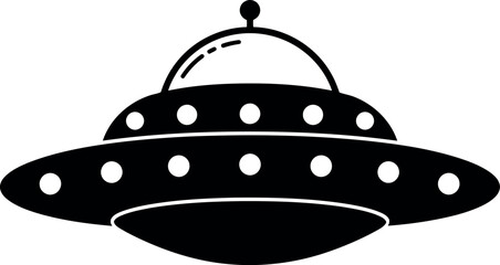 Retro ufo flying saucer silhouette