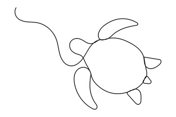 Turtle icon continuous one line drawing minimalist style outline illustration