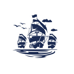 pirate ship vector abstract logo