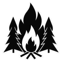 campfire in forest vector icon
