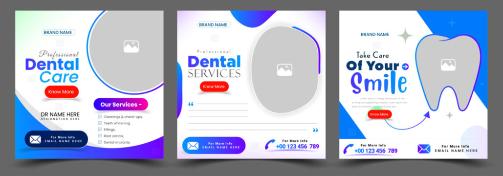 Dental care social media marketing promotion creative modern templates