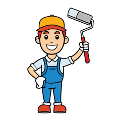 A skilled handyman painting the front of a house with precision, holding a brush and ladder, adding fresh color and care to the exterior for a clean, vibrant look.
