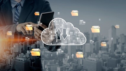 Cloud computing, cloud strategy, and cloud technology transforming digital infrastructure with...