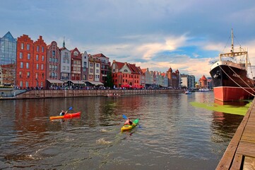 kayaking  at  gdansk old town canal 