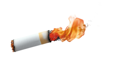 Illustration of burning cigarette on transparent background, png