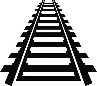 Black silhouette railway tracks perspective vector
