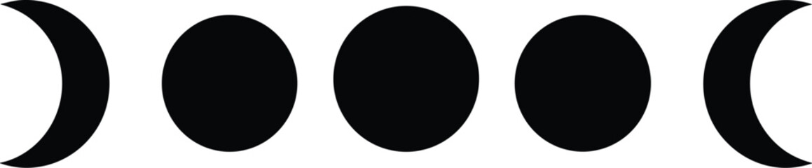 Moon Phases and Lunar Cycle Icons. A minimalist vector illustration representing the different stages of the moon, ideal for astronomy, astrology, and celestial themes.