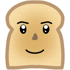 Baked bread happy smiling face simple style vector.