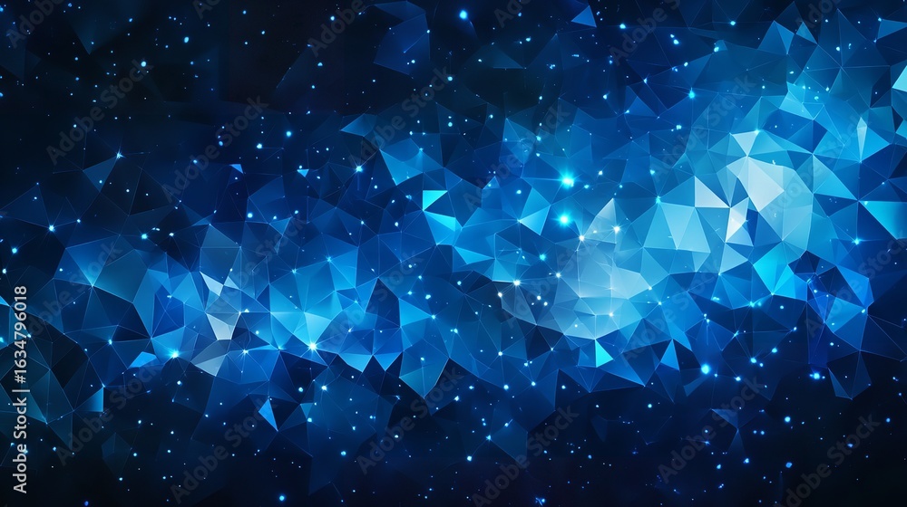 Aufkleber abstract blue geometric pattern with sparkling lights creating a futuristic space background art