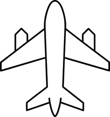airplane icon line art vector illustration on transparent background
