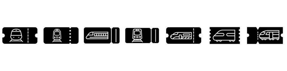 Train ticket vector icon set. Electric train ticket illustration sign collection. Ticket symbol. Public transport ticket logo.