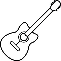 guitar icon line art vector illustration on transparent background
