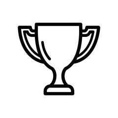 Black and white line drawing of a trophy cup with two handles.