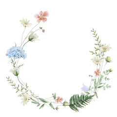 Watercolor Wildflower Wreath Clipart