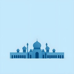 Blue abstract Islamic pattern with soft geometry and sacred minimalist atmosphere